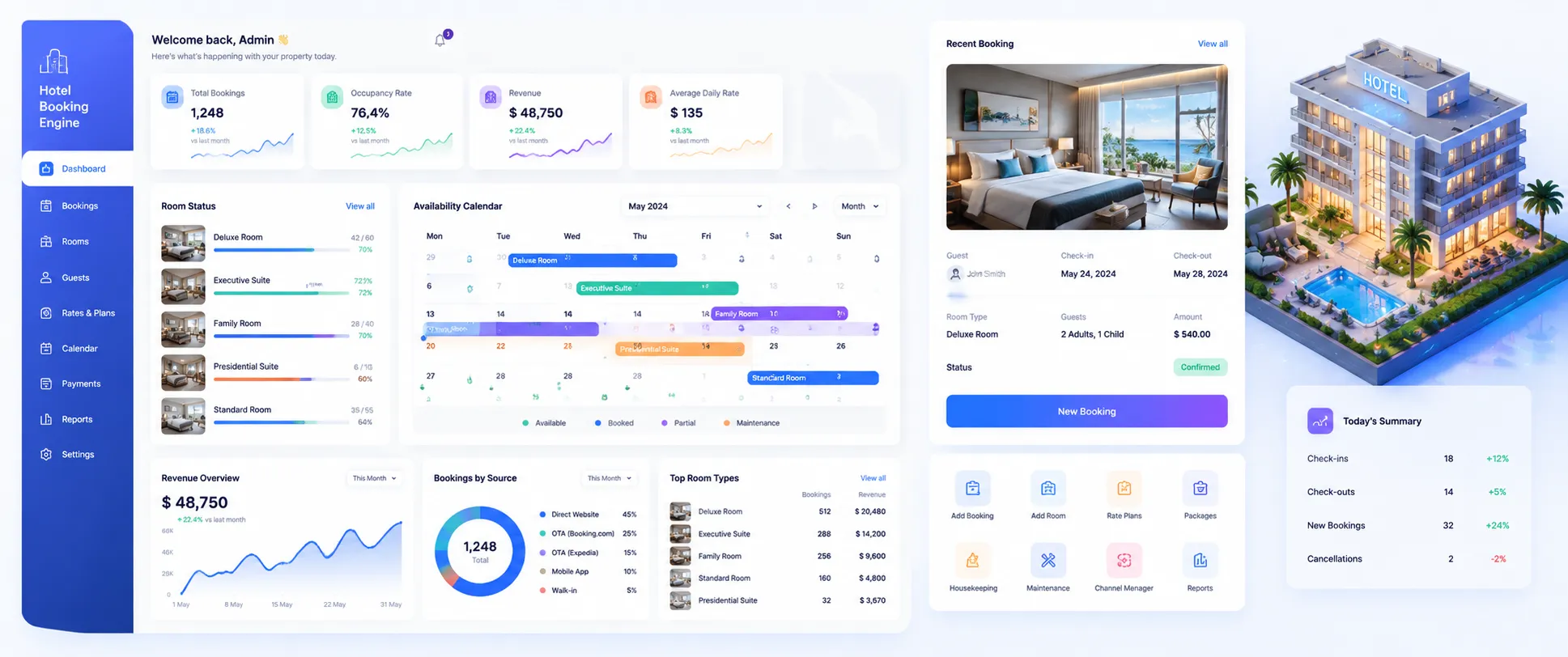 Hotel Booking Engine interface preview